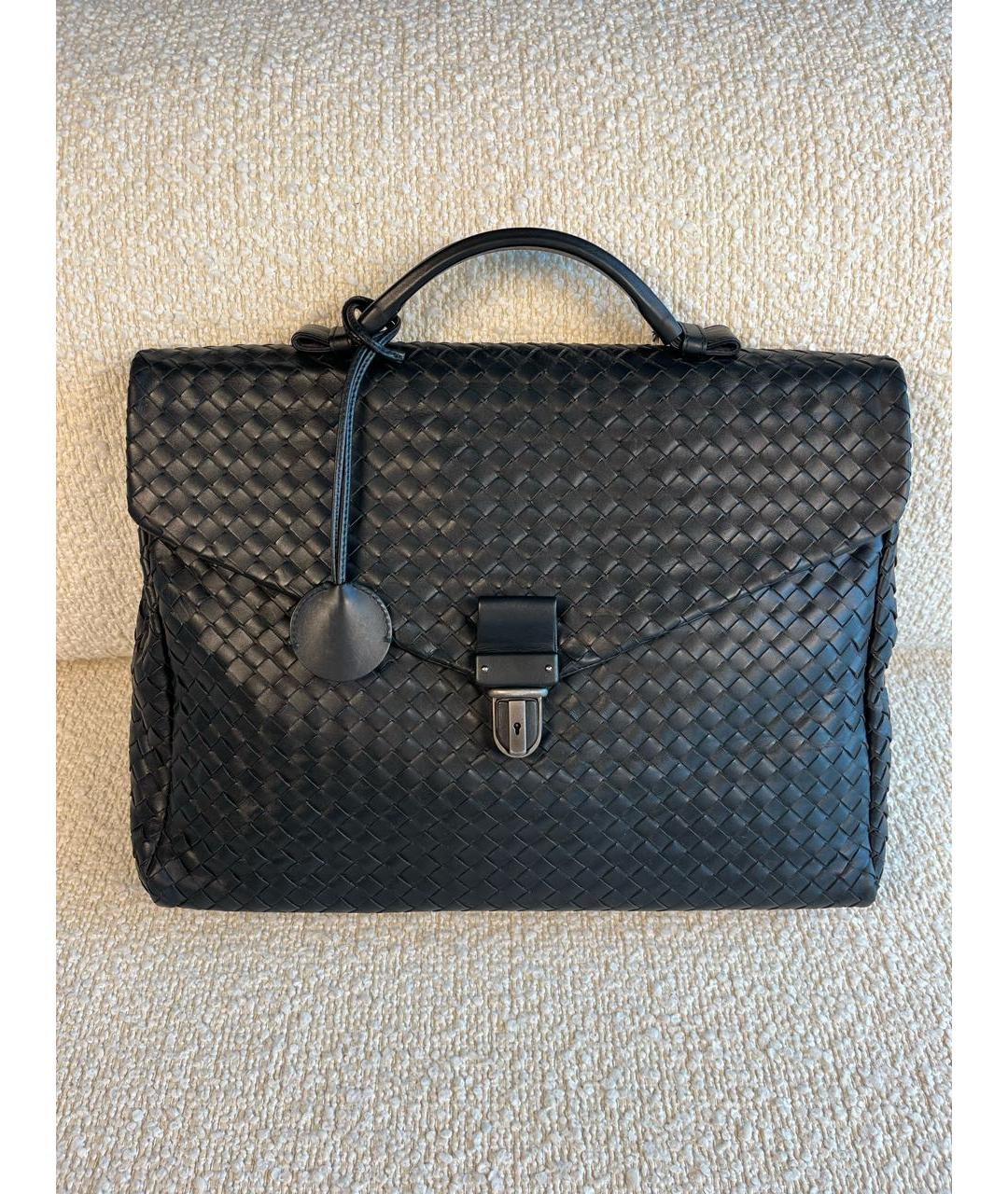 BOTTEGA VENETA Черный кожаный портфель, фото 9