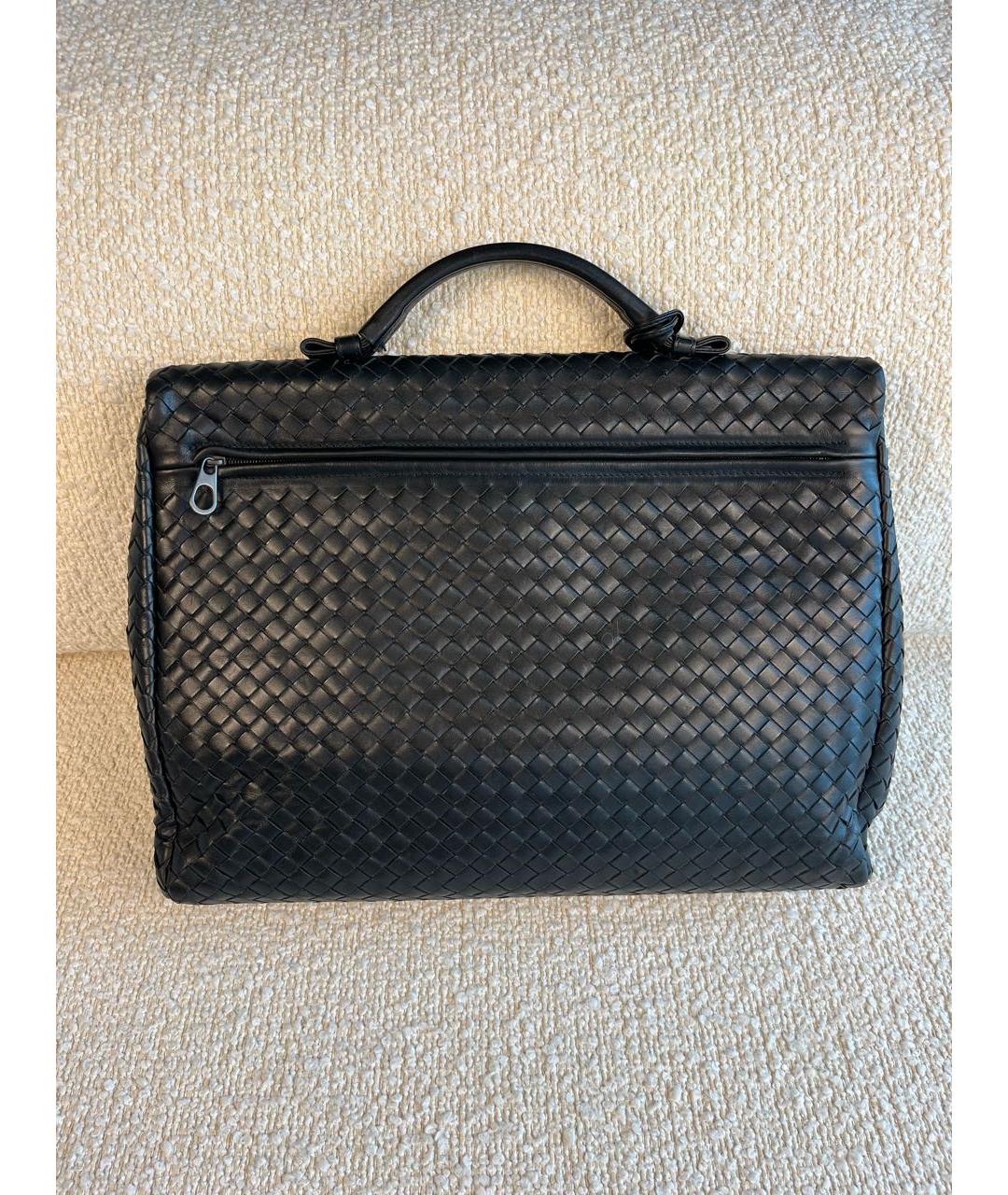 BOTTEGA VENETA Черный кожаный портфель, фото 3