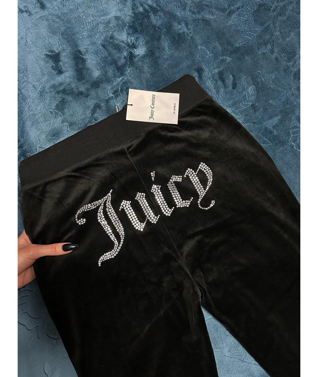 JUICY COUTURE Черные велюровые прямые брюки, фото 3