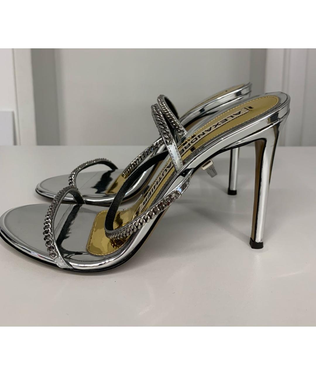 ALEXANDRE VAUTHIER Серебряные кожаные босоножки, фото 6