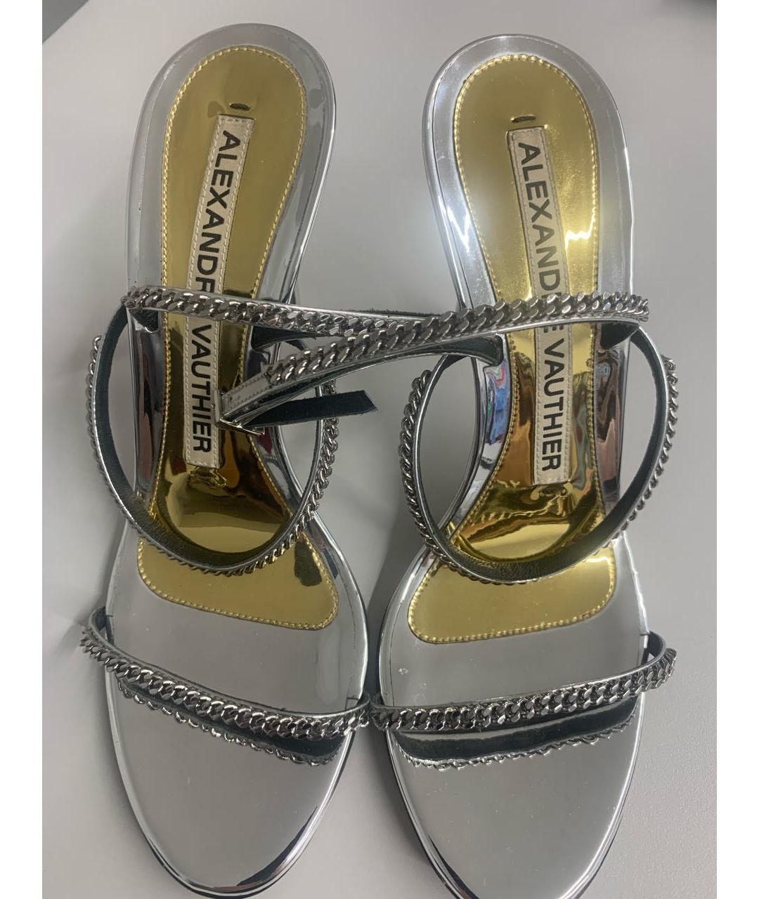 ALEXANDRE VAUTHIER Серебряные кожаные босоножки, фото 2