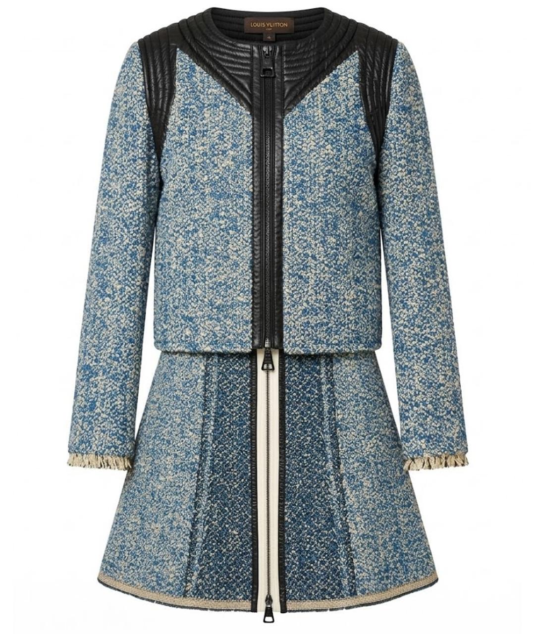 LOUIS VUITTON Голубой твидовый костюм с юбками, фото 1