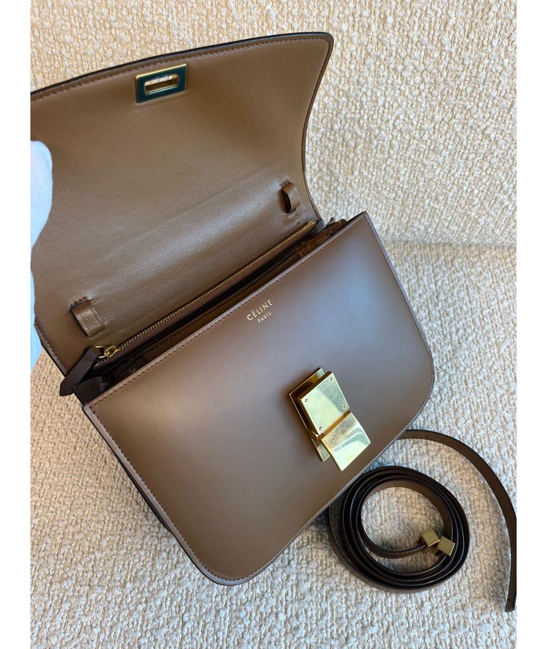 CELINE Коричневая кожаная сумка через плечо, фото 5