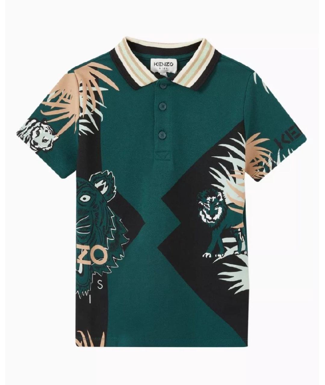 KENZO Зеленая хлопковая детская футболка, фото 5