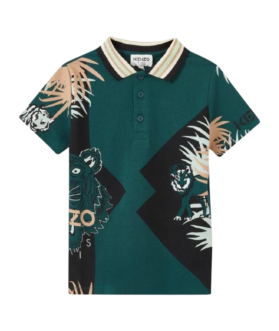 KENZO Зеленая хлопковая детская футболка, фото 1