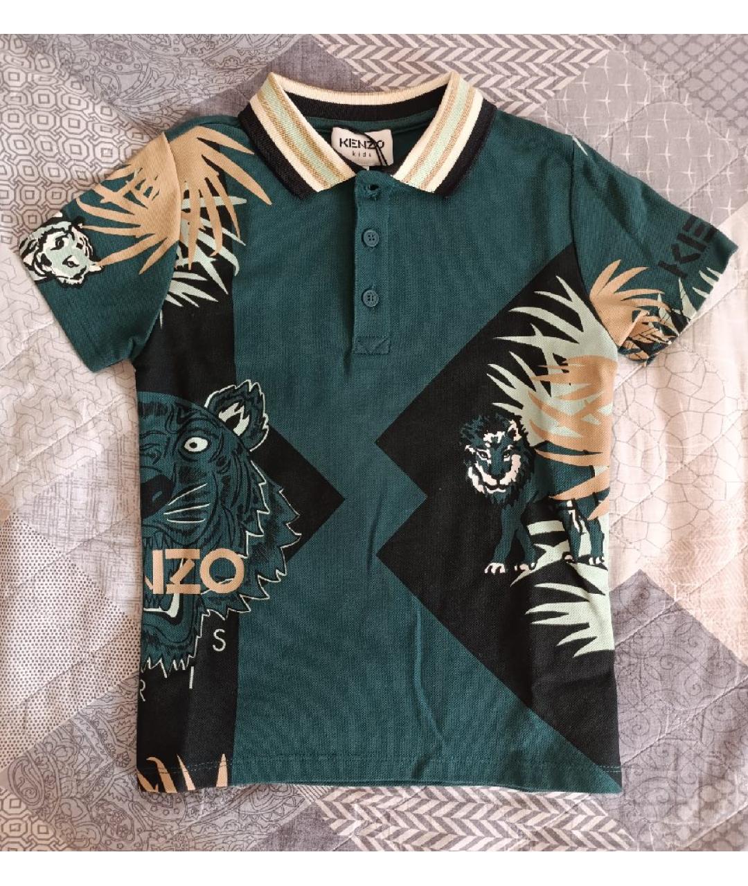 KENZO Зеленая хлопковая детская футболка, фото 4