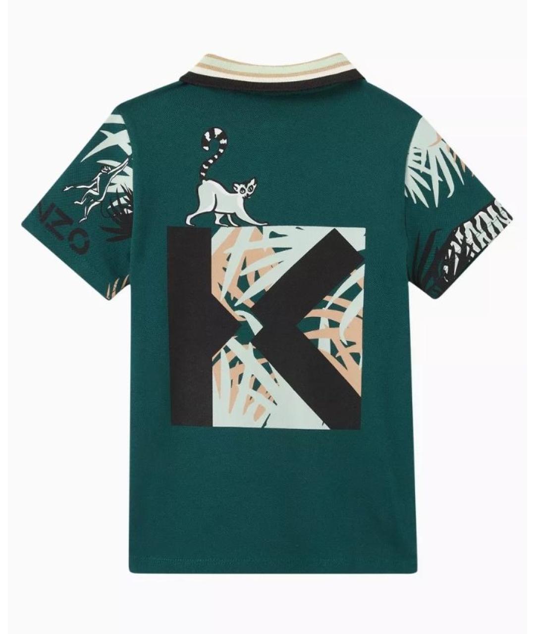 KENZO Зеленая хлопковая детская футболка, фото 2