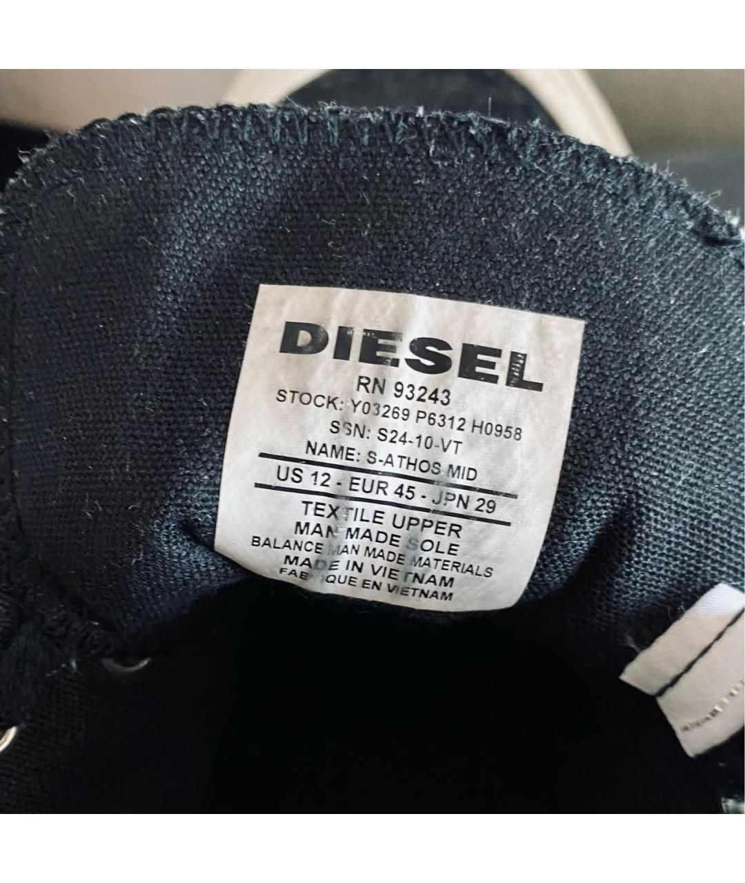 DIESEL Черные текстильные высокие кроссовки / кеды, фото 8