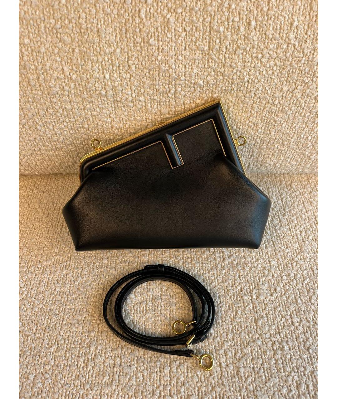 FENDI Черная кожаная сумка через плечо, фото 5