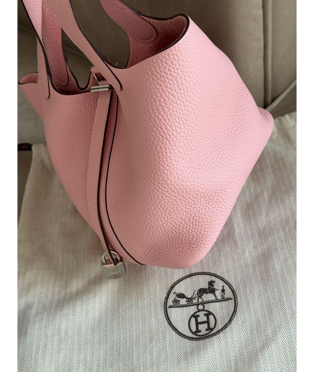 HERMES Розовая кожаная сумка с короткими ручками, фото 2