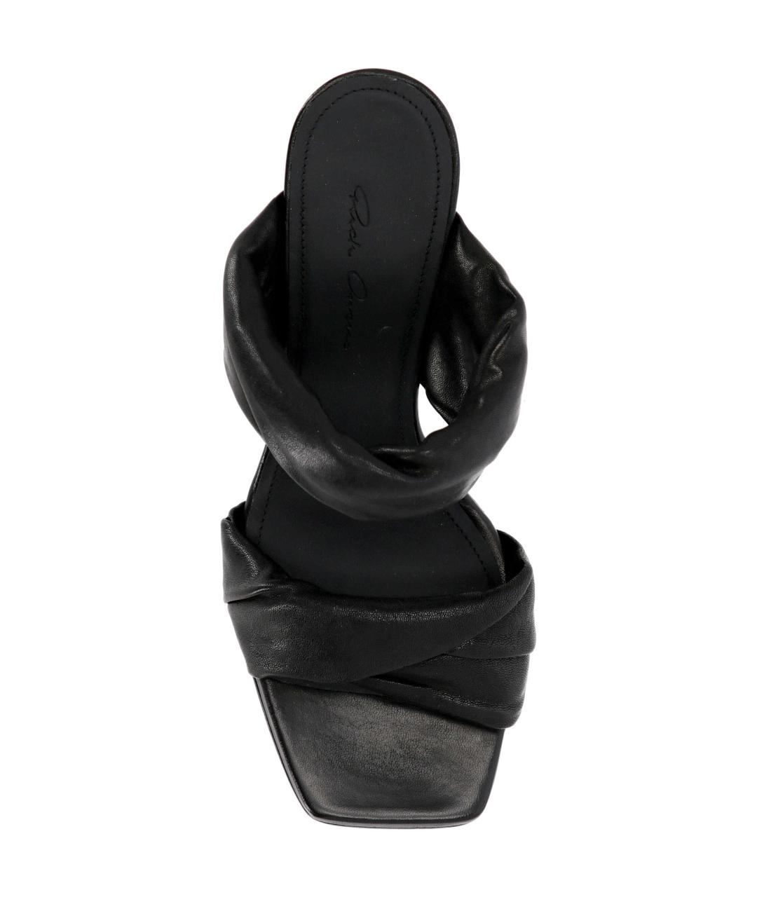 RICK OWENS Черные кожаные босоножки, фото 4