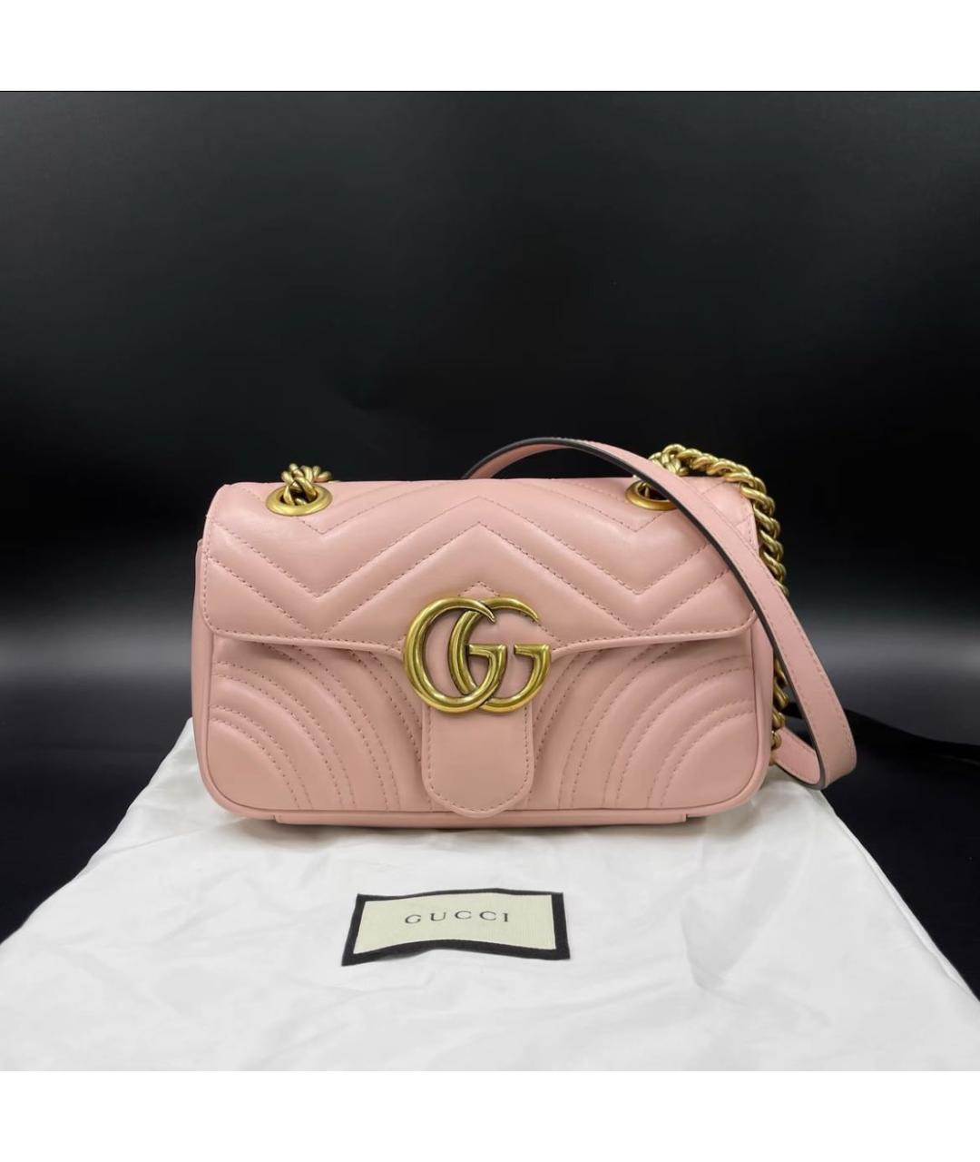 GUCCI Розовая кожаная сумка через плечо, фото 6