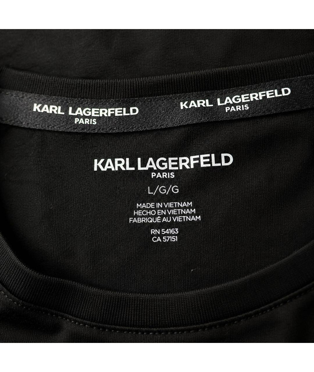 KARL LAGERFELD Черная хлопко-эластановая футболка, фото 5