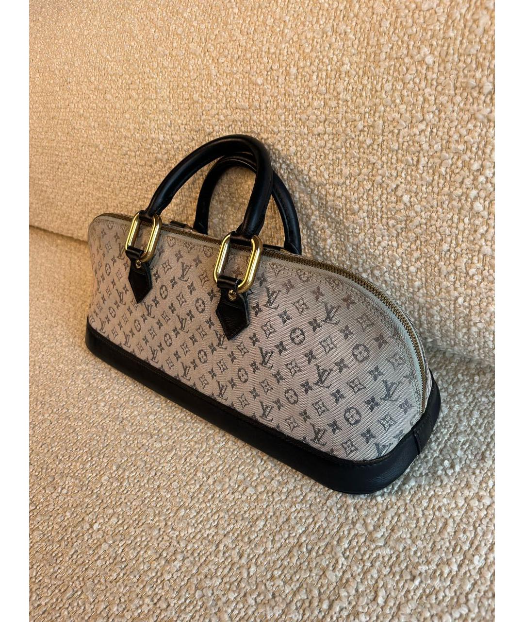 LOUIS VUITTON Темно-синяя тканевая сумка с короткими ручками, фото 5