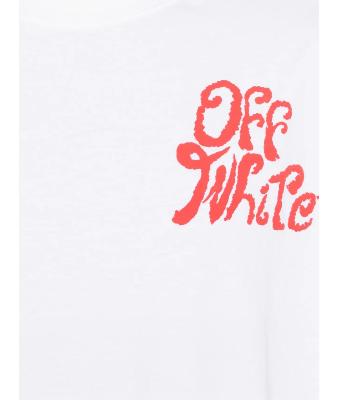 OFF-WHITE Белая хлопковая футболка, фото 2