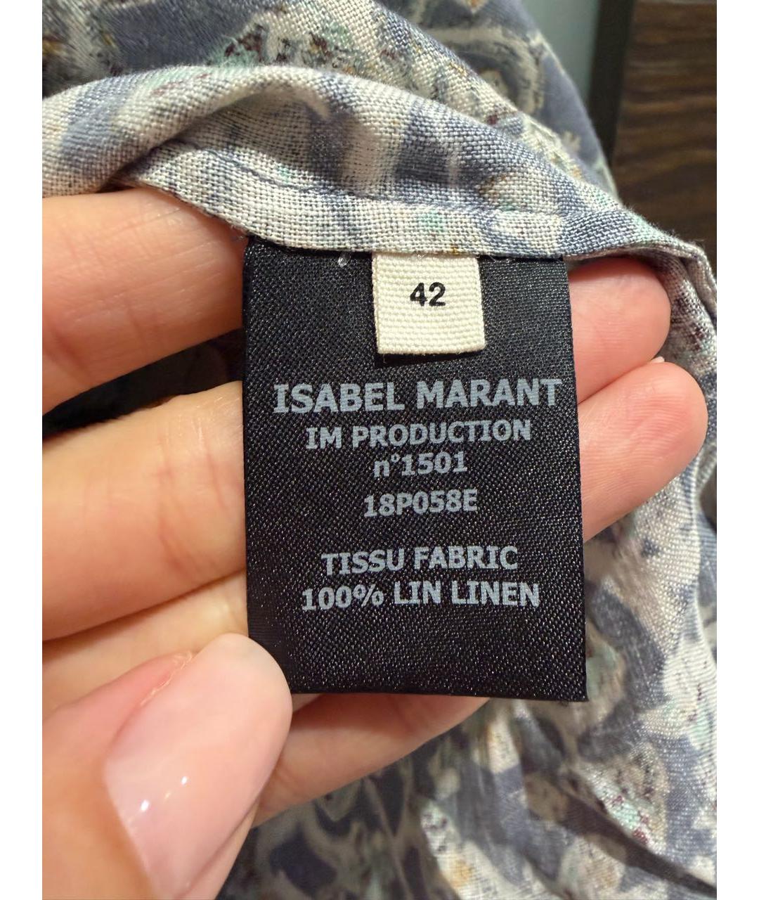 ISABEL MARANT Голубая льняная блузы, фото 5