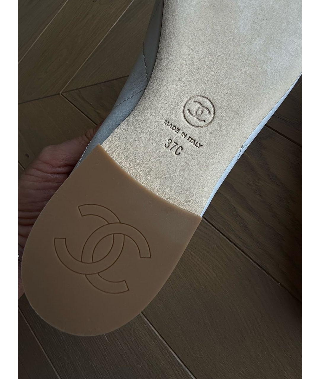 CHANEL Белые кожаные балетки, фото 4