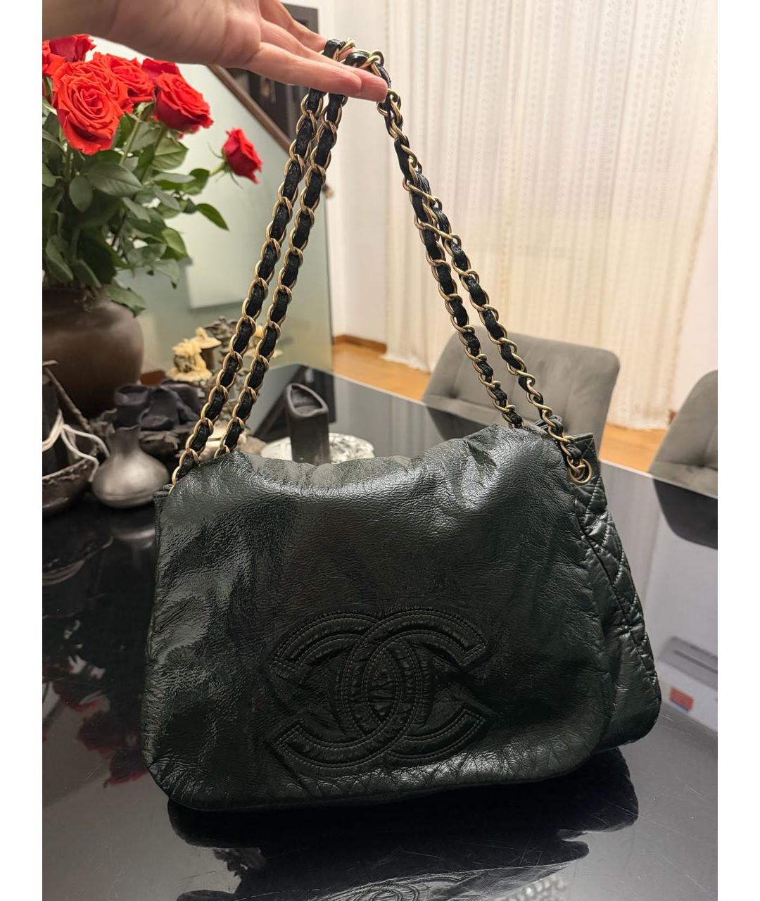 CHANEL Зеленая кожаная сумка через плечо, фото 8