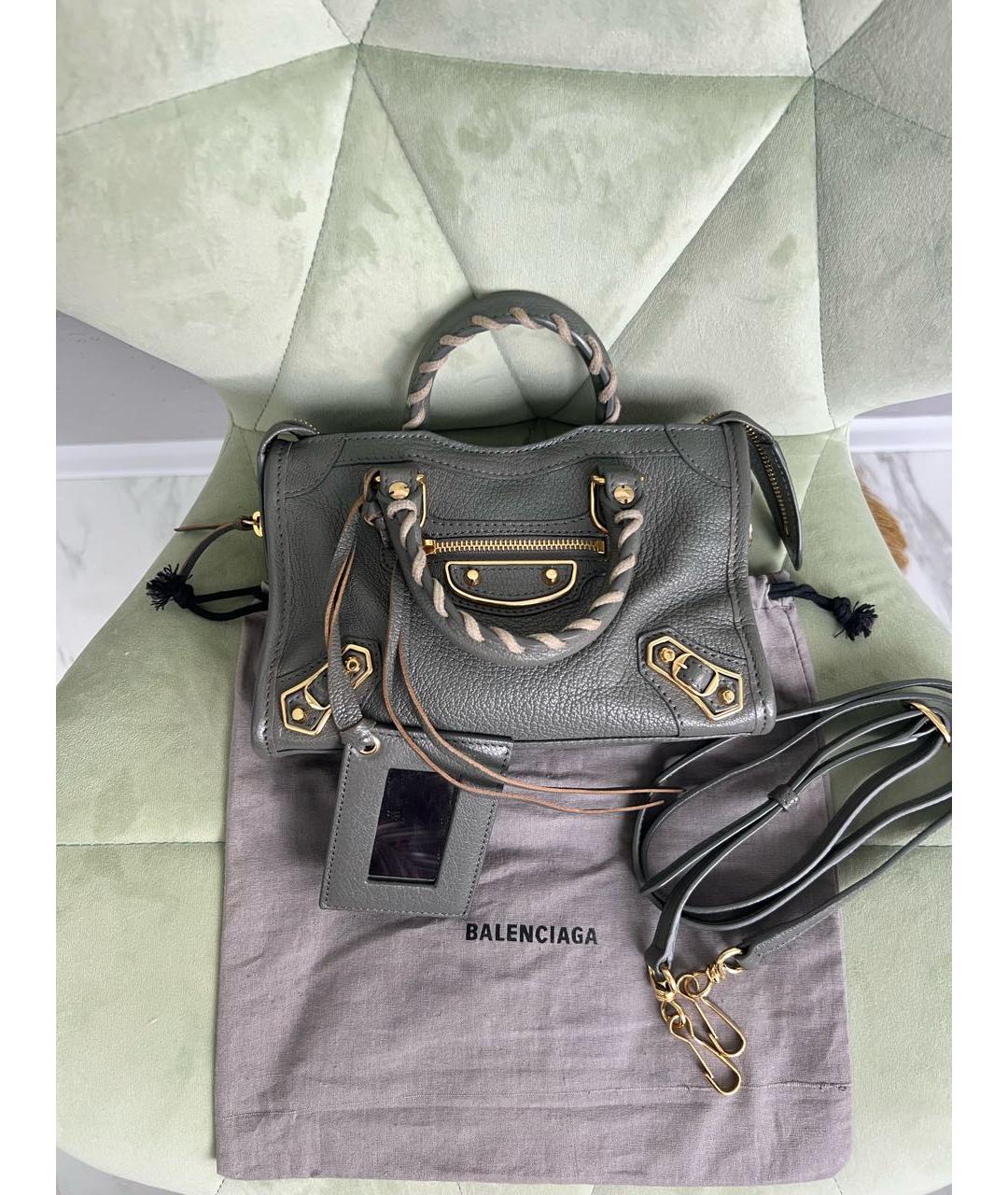 BALENCIAGA Антрацитовая кожаная сумка с короткими ручками, фото 8