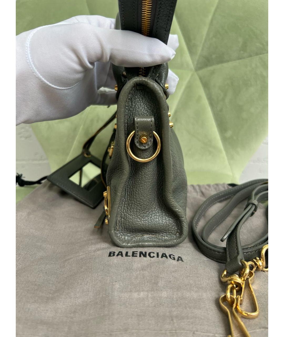 BALENCIAGA Антрацитовая кожаная сумка с короткими ручками, фото 4