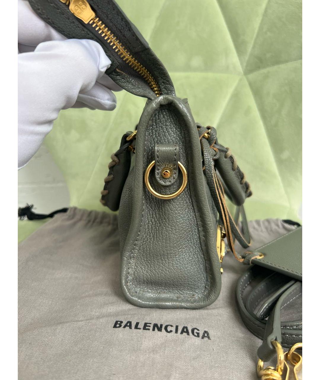 BALENCIAGA Антрацитовая кожаная сумка с короткими ручками, фото 2