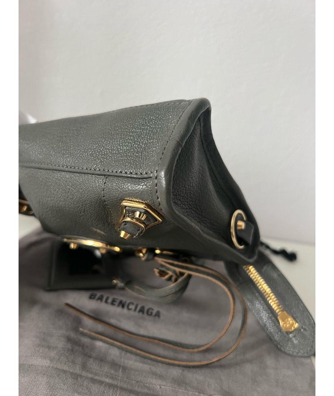 BALENCIAGA Антрацитовая кожаная сумка с короткими ручками, фото 6