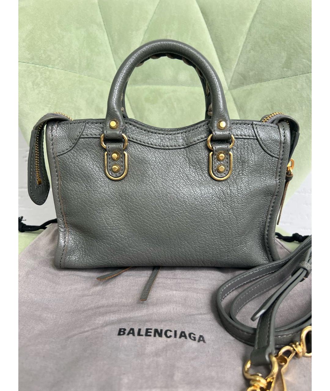 BALENCIAGA Антрацитовая кожаная сумка с короткими ручками, фото 3
