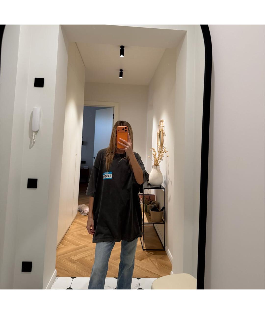 VETEMENTS Серая хлопковая футболка, фото 5
