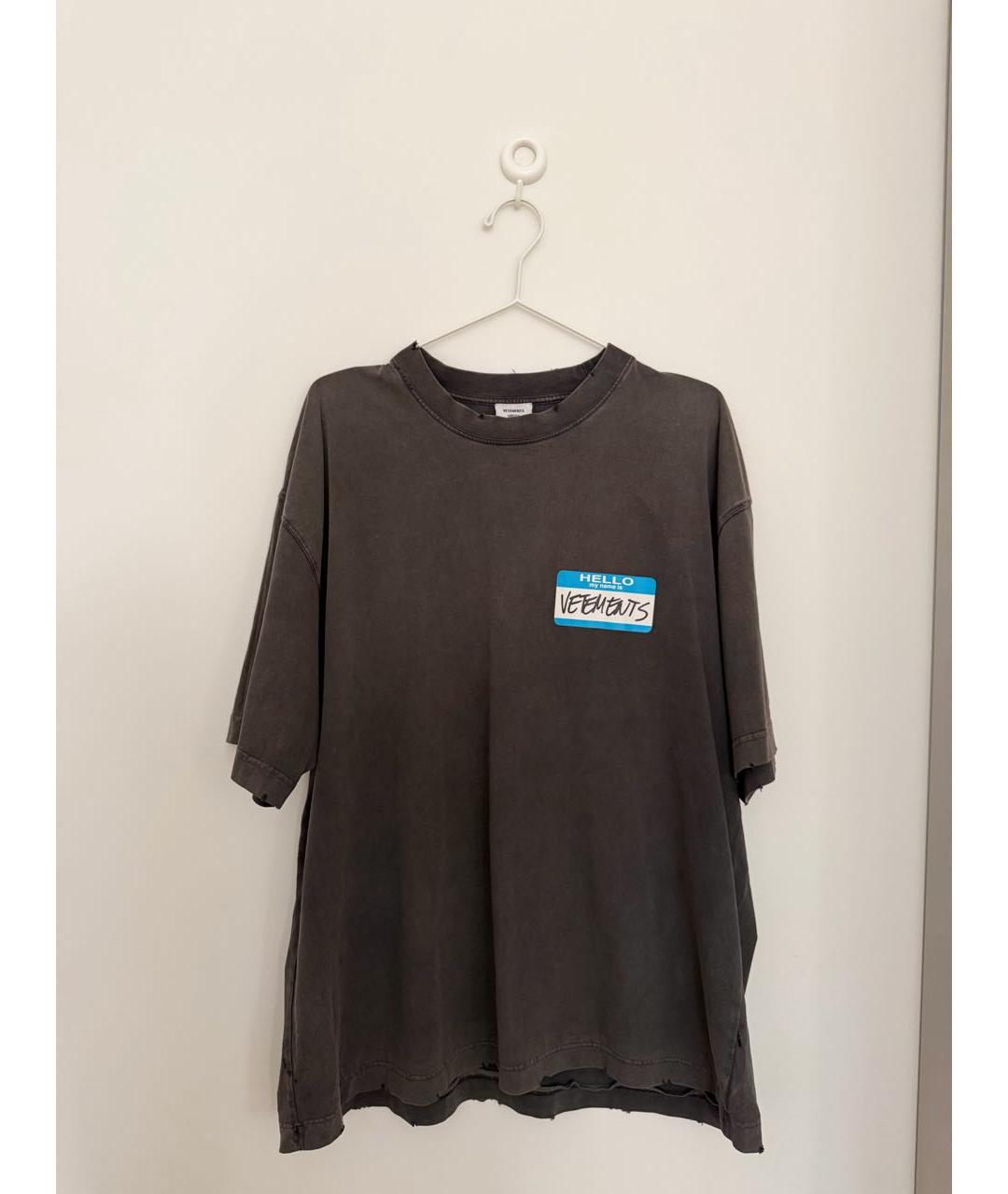 VETEMENTS Серая хлопковая футболка, фото 8