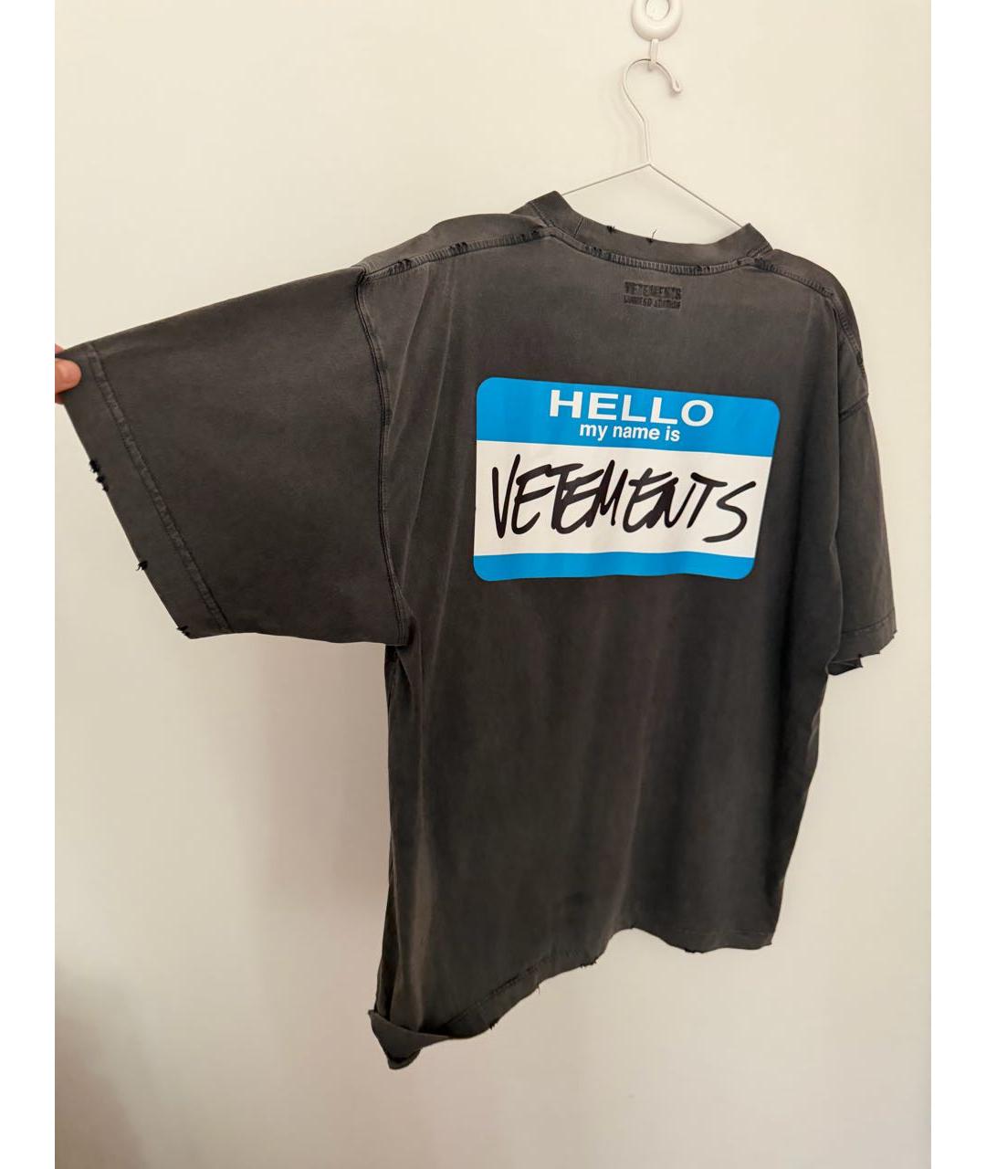 VETEMENTS Серая хлопковая футболка, фото 6