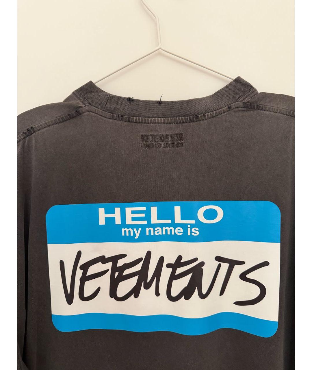 VETEMENTS Серая хлопковая футболка, фото 3