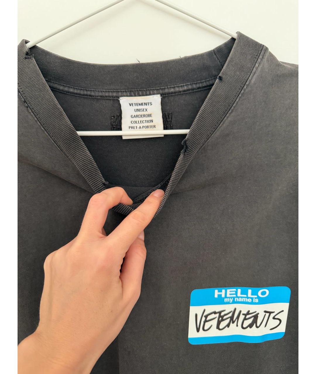 VETEMENTS Серая хлопковая футболка, фото 4