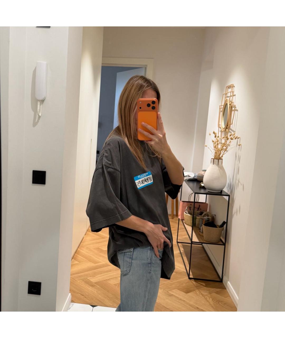VETEMENTS Серая хлопковая футболка, фото 7