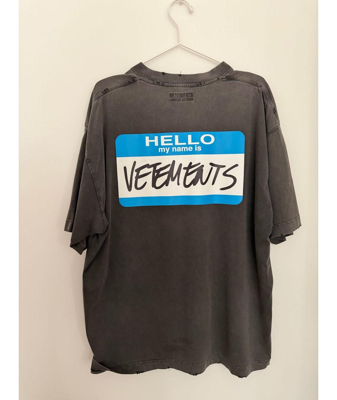 VETEMENTS Серая хлопковая футболка, фото 2