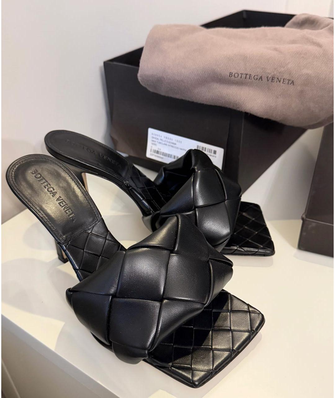 BOTTEGA VENETA Черные кожаные сабо, фото 5