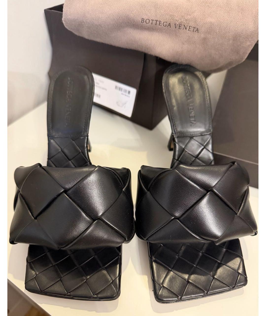BOTTEGA VENETA Черные кожаные сабо, фото 2