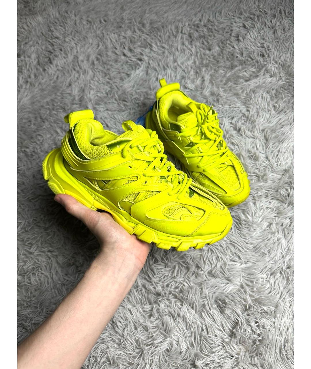 BALENCIAGA Салатовые кожаные низкие кроссовки / кеды, фото 5