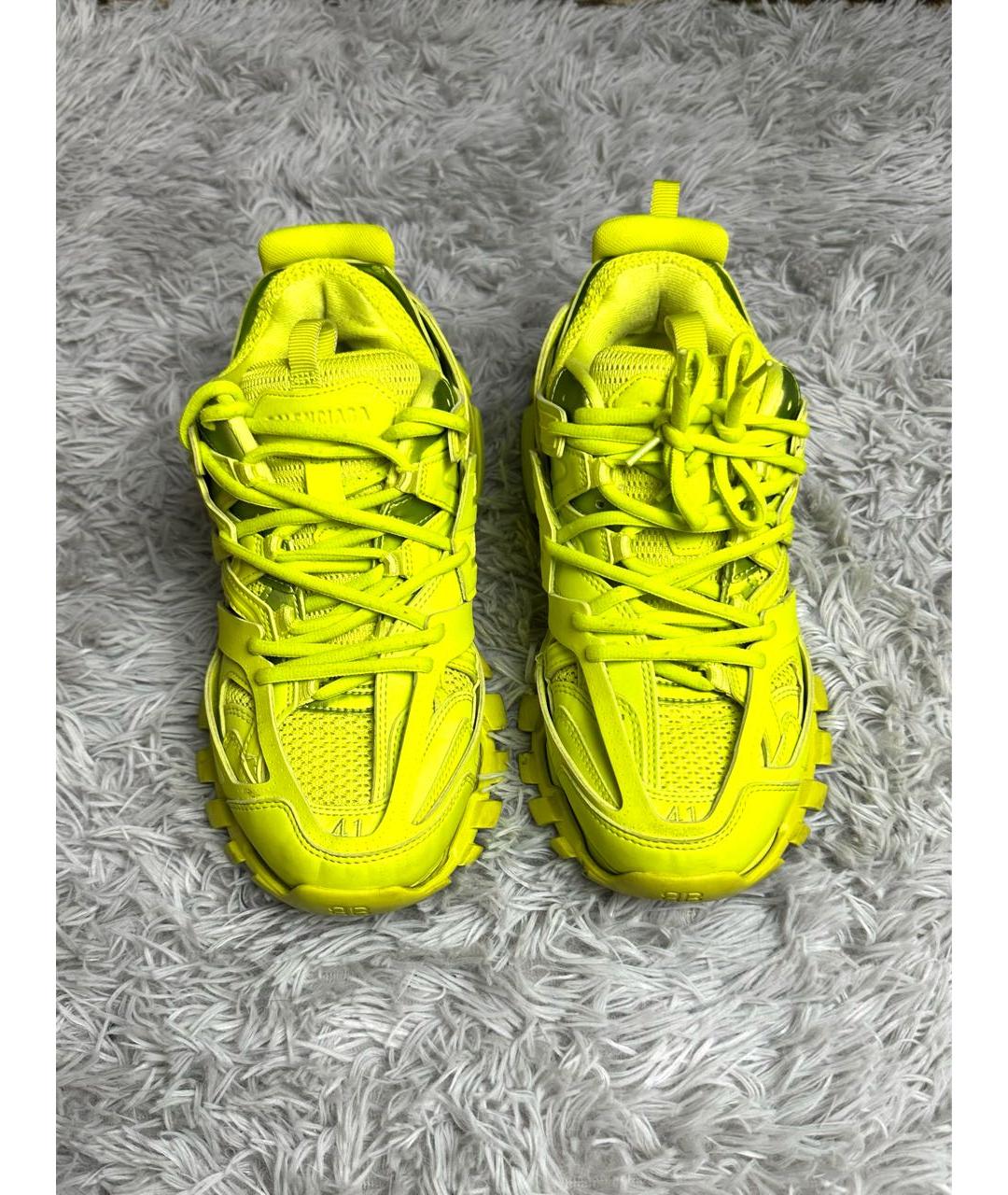 BALENCIAGA Салатовые кожаные низкие кроссовки / кеды, фото 3