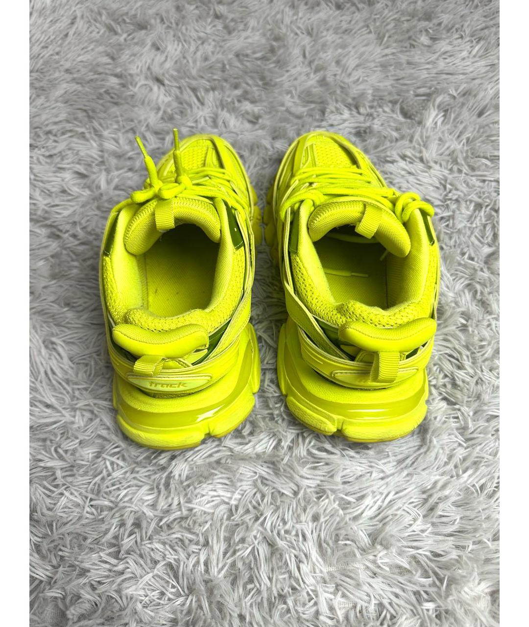 BALENCIAGA Салатовые кожаные низкие кроссовки / кеды, фото 4