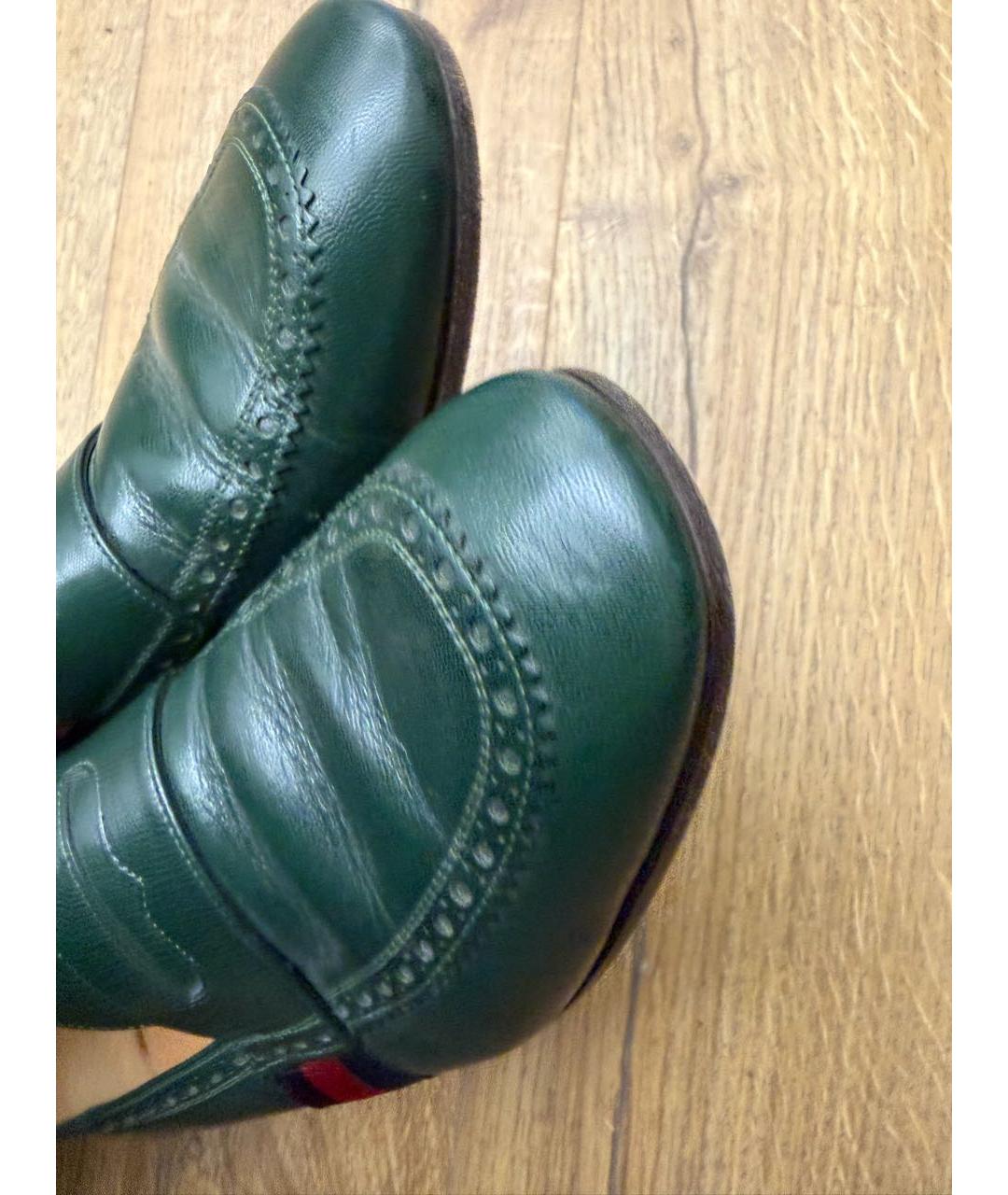 GUCCI Зеленые кожаные туфли, фото 8