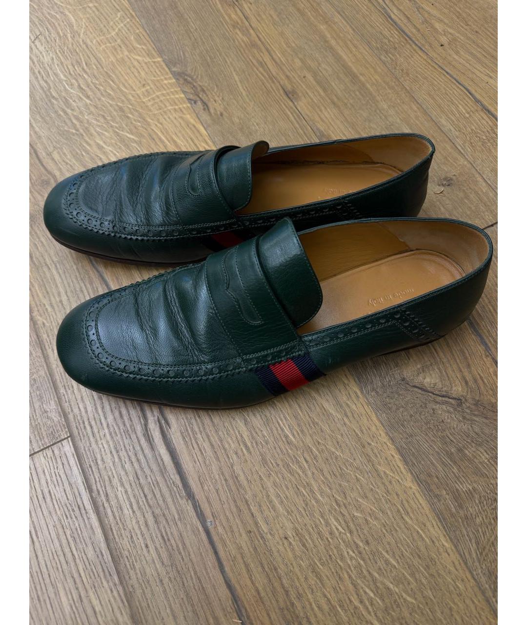 GUCCI Зеленые кожаные туфли, фото 2