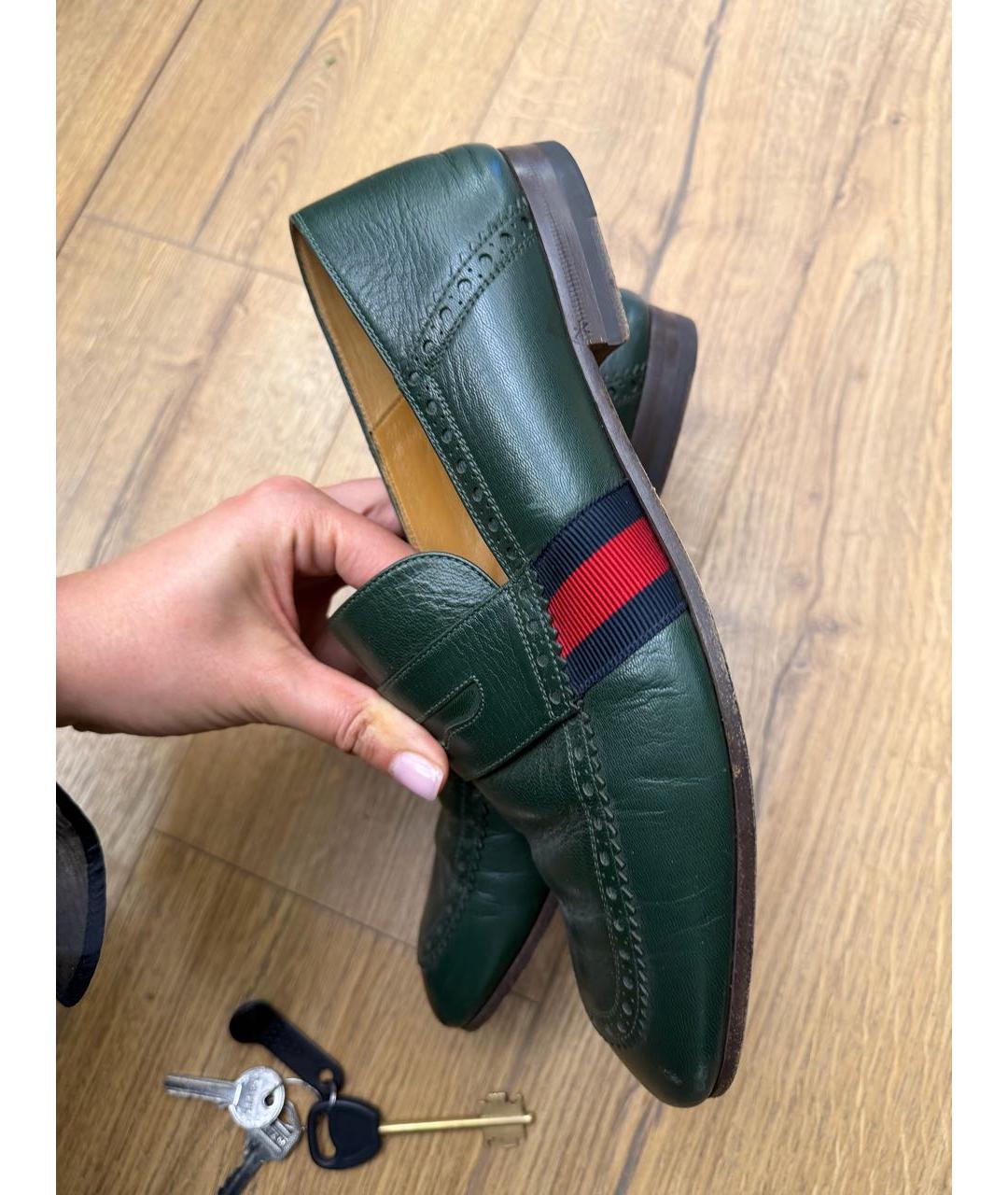 GUCCI Зеленые кожаные туфли, фото 3