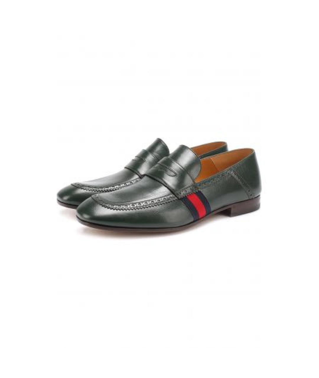 GUCCI Зеленые кожаные туфли, фото 9