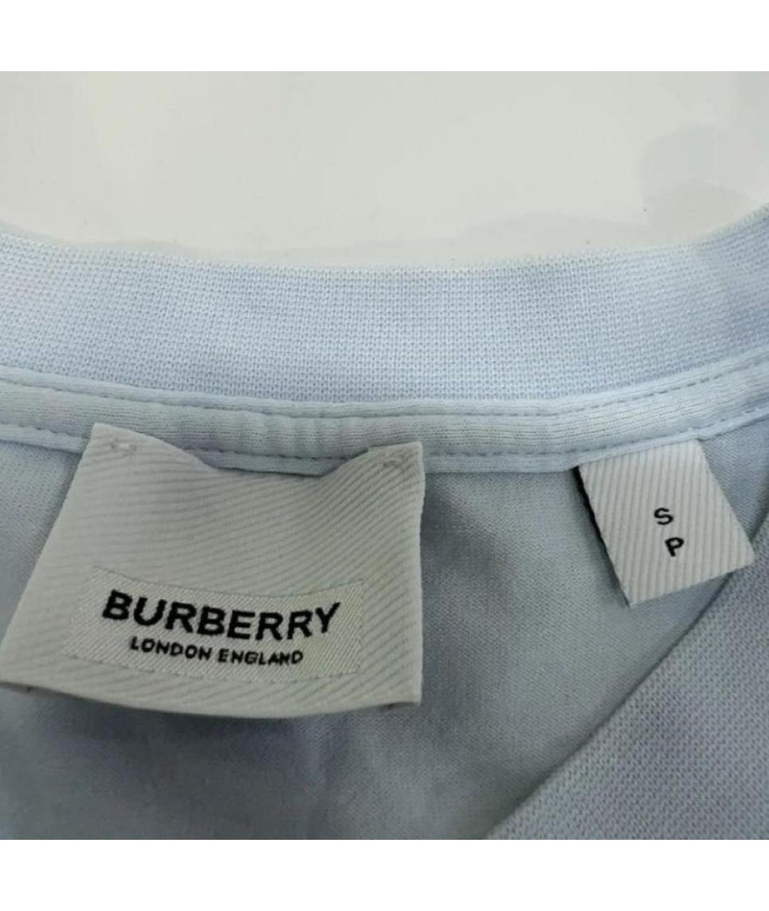 BURBERRY Голубая хлопковая футболка, фото 3