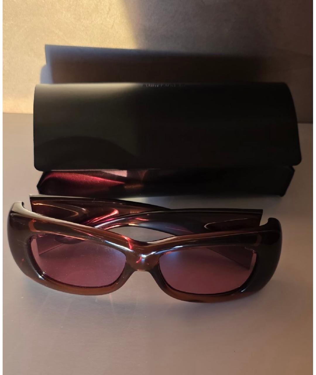 SAINT LAURENT Коричневые пластиковые солнцезащитные очки, фото 4