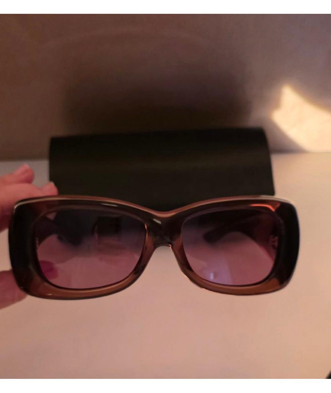 SAINT LAURENT Коричневые пластиковые солнцезащитные очки, фото 5