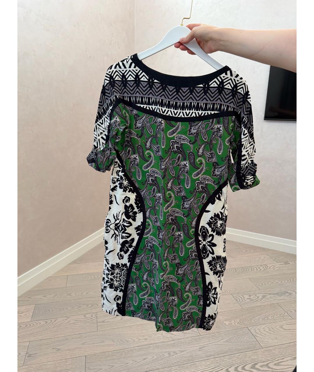 ETRO Зеленое шелковое коктейльное платье, фото 3