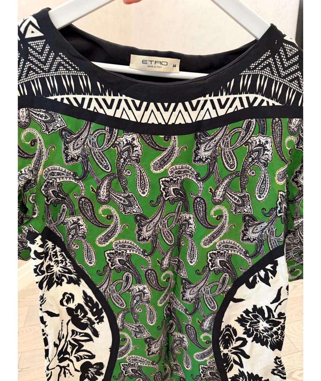 ETRO Зеленое шелковое коктейльное платье, фото 4