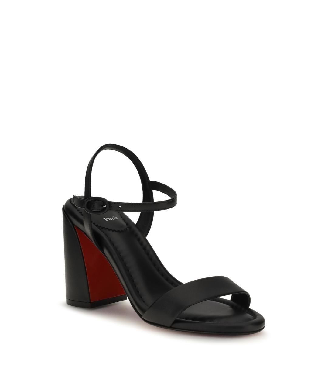 CHRISTIAN LOUBOUTIN Черные кожаные босоножки, фото 2