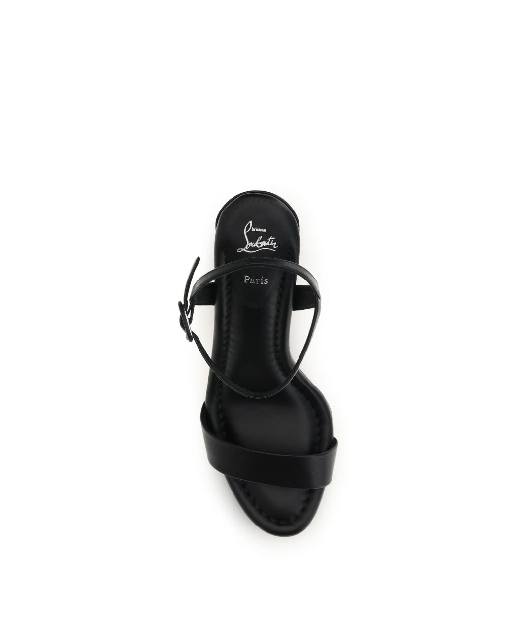 CHRISTIAN LOUBOUTIN Черные кожаные босоножки, фото 4